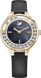 Swarovski Lovely Crystals Analog Black Dial Black Leather Strap Women's Watch 5301877