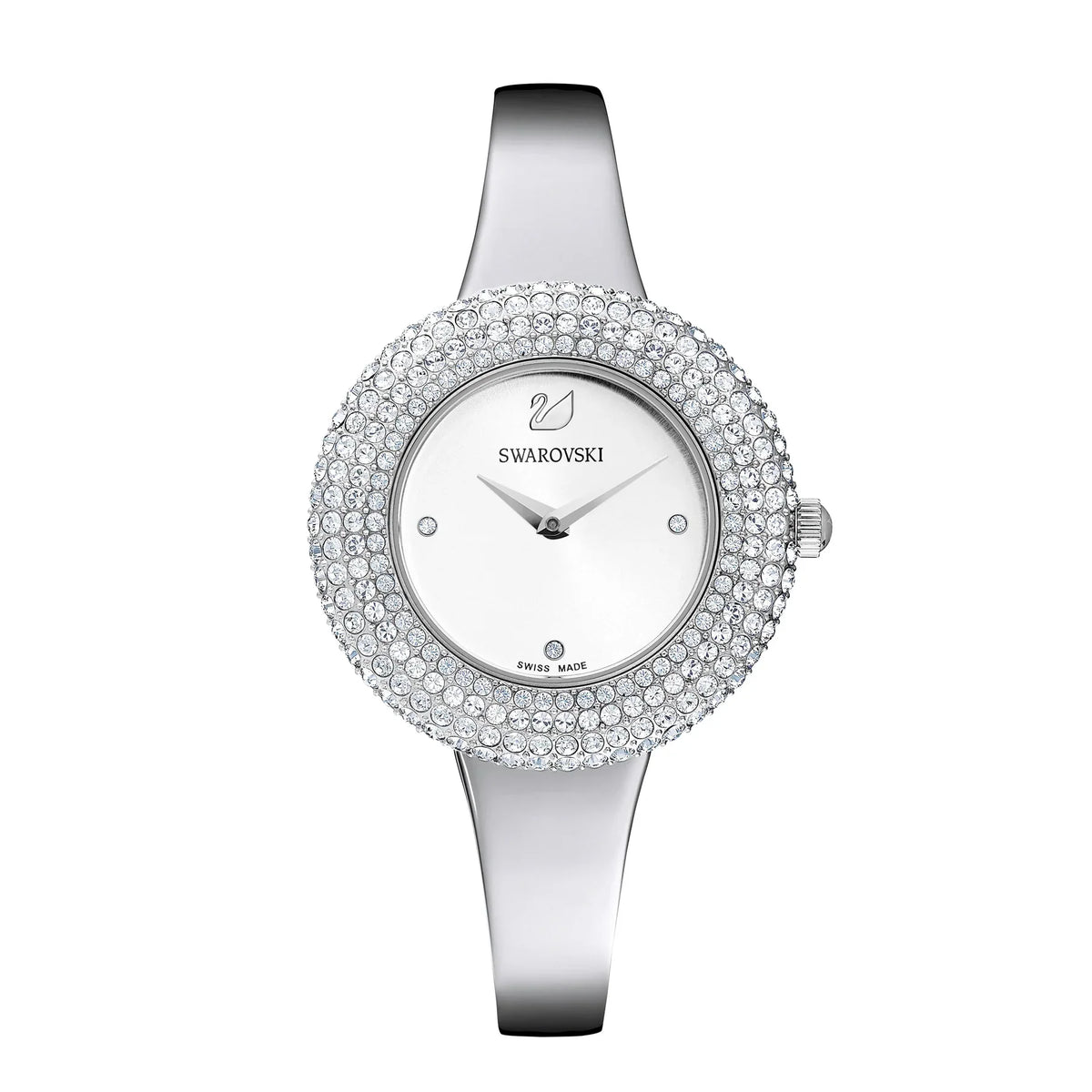 Swarovski 34mm Silver Dial Silver-Tone Pavé Women's Watch 5483853