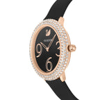 Swarovski Crystal Frost Black Dial Black Leather Strap Women's Watch 5484058