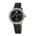 Swarovski Crystal Frost Black Dial Black Leather Strap Women's Watch 5484058