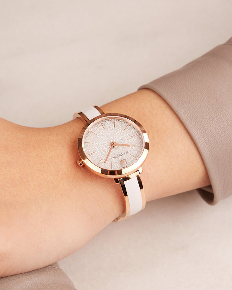 Swarovski Crystalline Delight 32mm Silver Dial Rose Gold-Tone Crystal Women's Watch 5580541