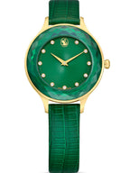 Swarovski Octea Nova Sapphire Glass Bezel Green Dial Leather Strap Women's Watch 5650005
