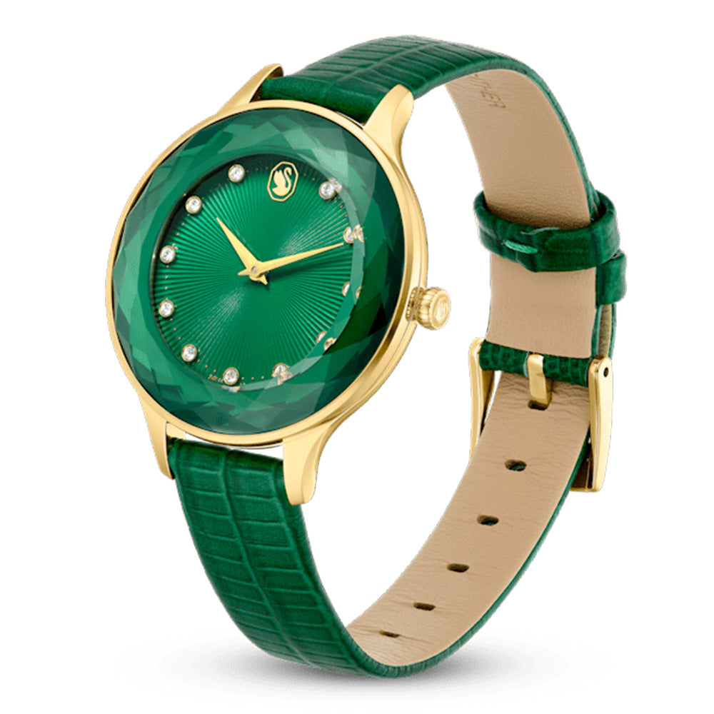 Swarovski Octea Nova Sapphire Glass Bezel Green Dial Leather Strap Women's Watch 5650005 Secondary image