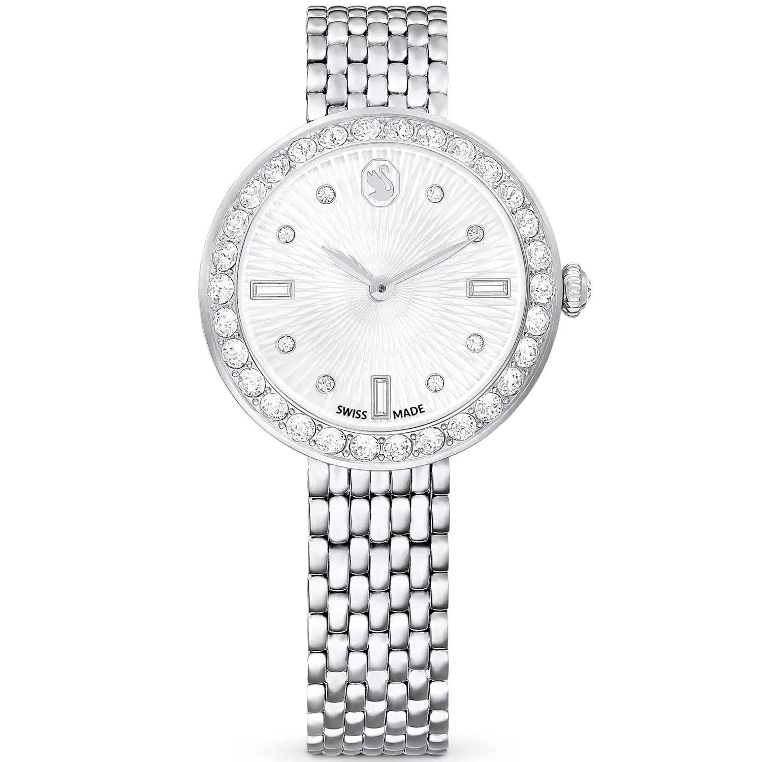 Swarovski Octea Chrono Faceted Crystal Bezel Silver Dial Silver Steel Women's Watch 5673022 Main image
