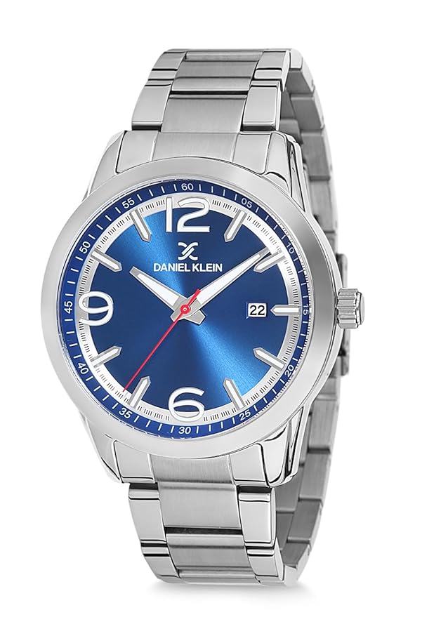 Daniel Klein Premium Date Window Blue Dial Silver Watch - DK12141-4 Main image