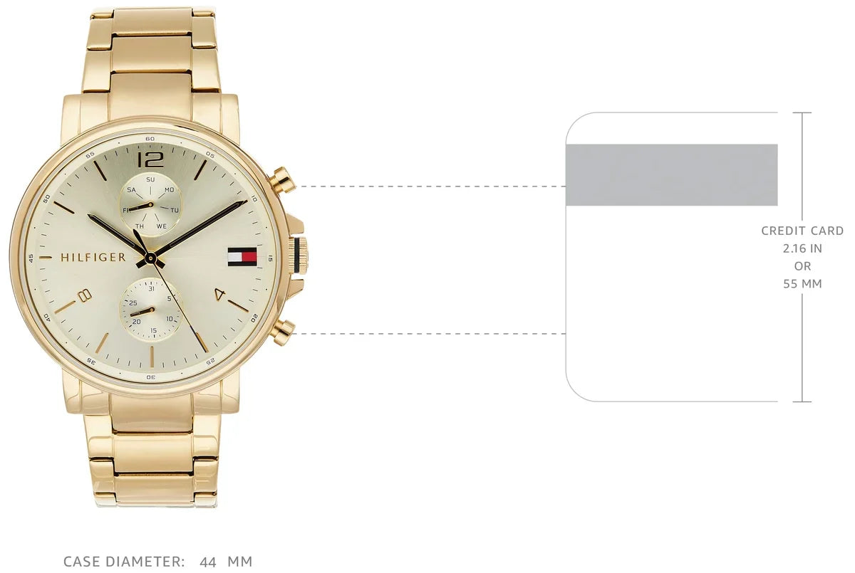 Tommy Hilfiger Daniel 44mm White Dial Gold-Tone Men's Watch 1710415