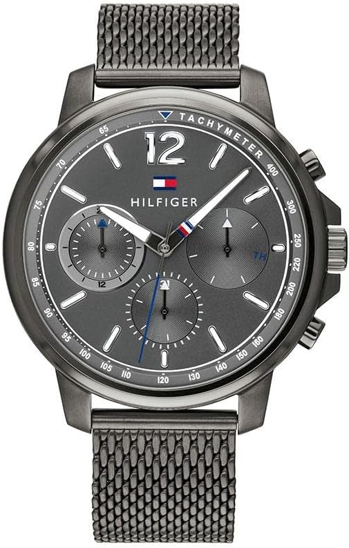 Tommy Hilfiger 44mm Grey Dial Mesh Chronograph Men's Watch 1791530