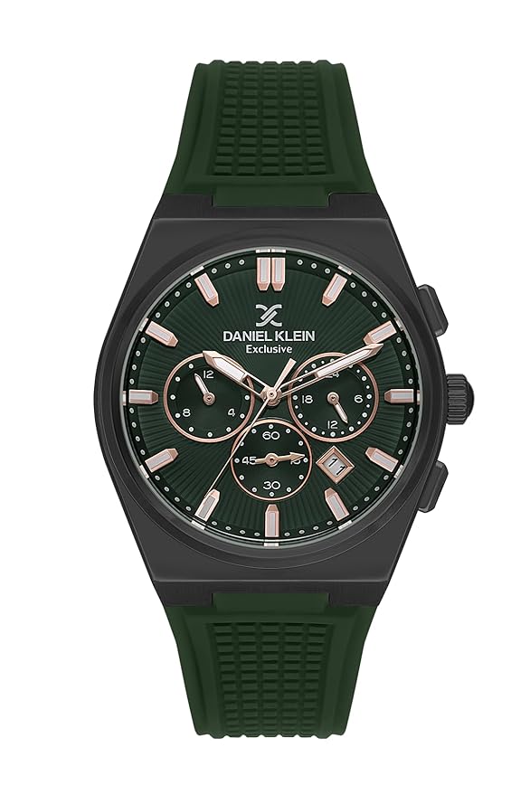 Daniel Klein Exclusive Multifunction Green Dial And Silicone Strap Black Watch - DK.1.13886-5 Main image