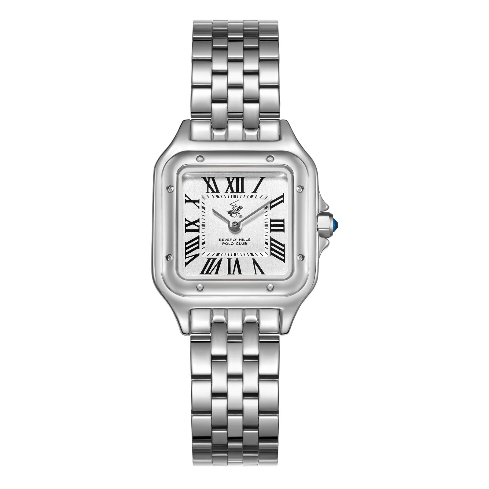 Beverly Hills Polo Club Roman Numeral All Silver Square Watch BP3755C.330 Main image