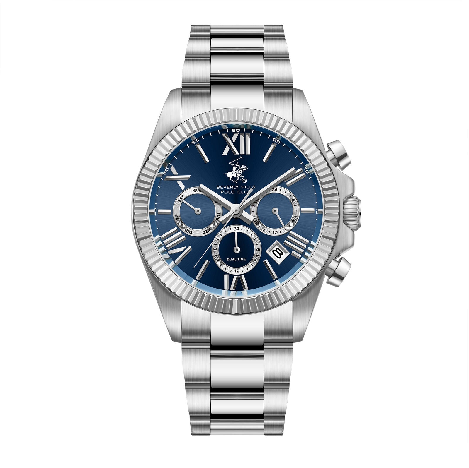 Beverly Hills Polo Club Dual Time Blue Dial Multifunction Silver Watch BP3874X.390 Main image