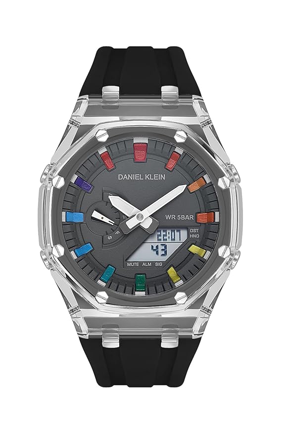 Daniel Klein Sport Digital Grey Dial Black Silicone Strap Watch - DK.2100-5 Main image