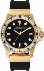 Michael Kors Everest Three-Hand Pavé Black Dial and Silicone Strap Women's Watch - MK7440