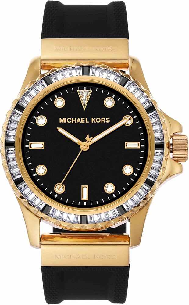Michael Kors Everest Three-Hand Pavé Black Dial and Silicone Strap Women's Watch - MK7440 Hoofdafbeelding