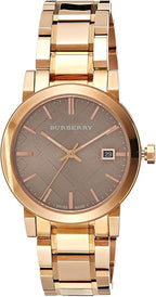 Burberry The City Check Stamped Sunray Brown Dial Rose Gold Stainless Steel Unisex BU9005