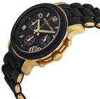 Michael Kors Runway Chronograph Black Rubber and Gold Strap Watch - MK5191