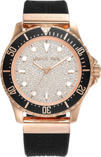 Michael Kors Everest Rose gold pavé dial Black Silicone Women's Watch - MK7358