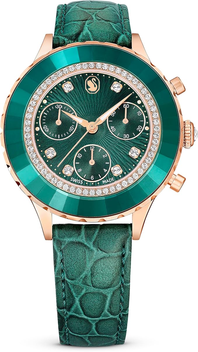 Swarovski Octea Chrono Faceted Crystal Bezel Green Dial Women's Watch 5672931 Main image