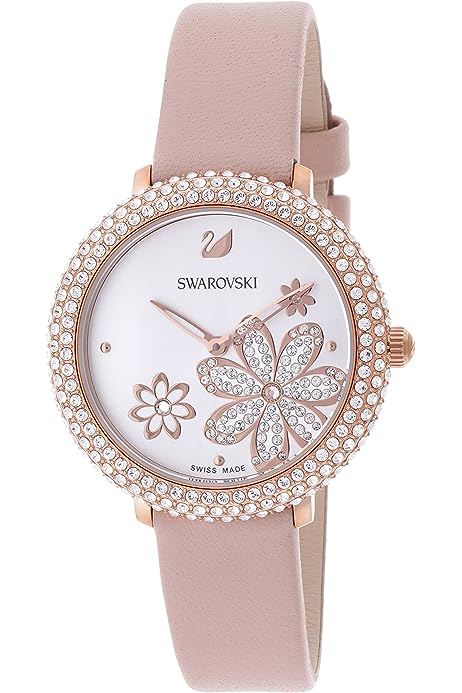 Swarovski Crystal Frost White Dial Pink Leather Strap Women's Watch 5519223