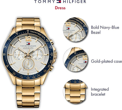Tommy Hilfiger Luke 46mm White Dial Gold-Tone Multifunction Men's Watch 1791121