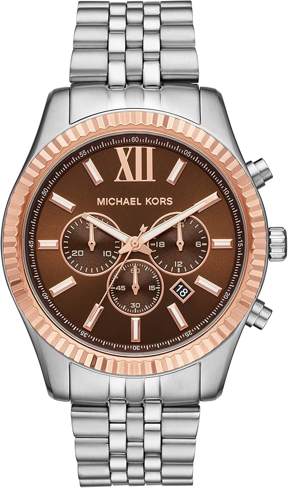 Michael Kors Lexington Chronograph Amber Dial Silver Men's Watch - MK8732 Main image