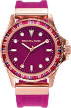 Michael Kors Oversized Everest Pavé Fuchsia Silicone Strap Women's Watch - MK7441