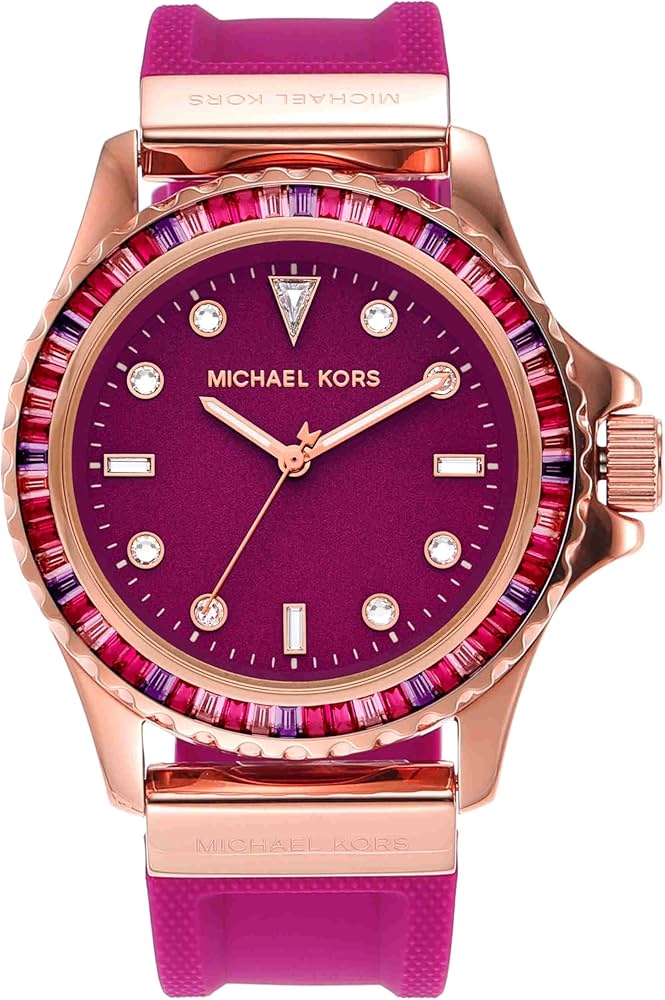 Michael Kors Oversized Everest Pavé Fuchsia Dameshorloge met Siliconen Band - MK7441 Hoofdafbeelding