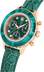 Swarovski Octea Chrono Faceted Crystal Bezel Green Dial Women's Watch 5672931