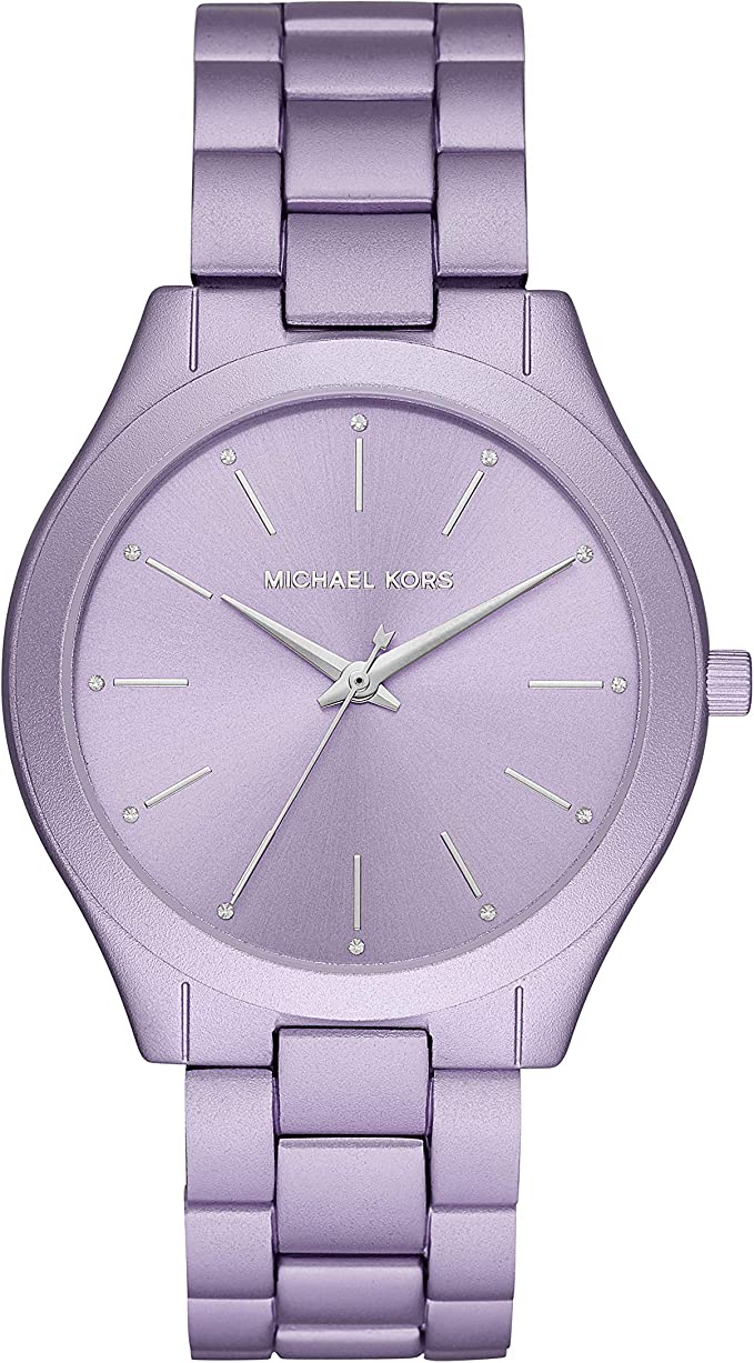 Michael Kors Oversized Slim Runway Dameshorloge van aluminium in lila-tint - MK4540 Hoofdafbeelding