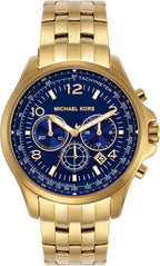 Michael Kors Oversized Pilot Chronograph Blue Dial Gold Men's Watch - MK9125
