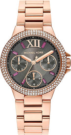 Michael Kors Camille Multifunction Dark Grey Dial Rose-gold Women's Watch - MK6983