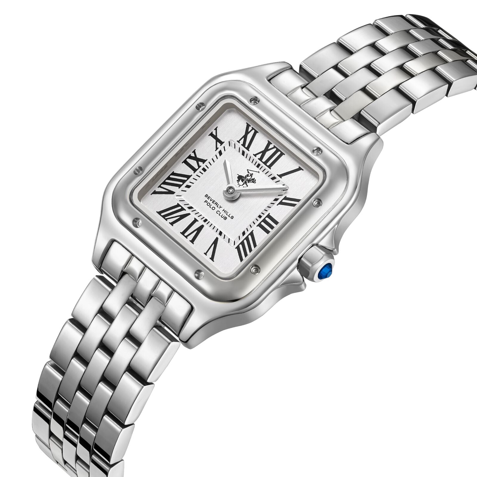 Beverly Hills Polo Club Roman Numeral All Silver Square Watch BP3755C.330 Secondary image