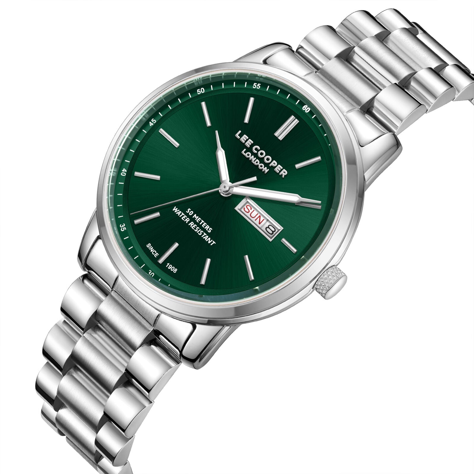Lee Cooper Urian Day Date Window Green Dial Silver Watch - LC08236.370 Secondary image