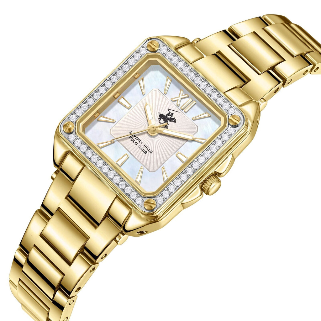 Beverly Hills Polo Club All Gold Square Diamond Watch BP3671C.120