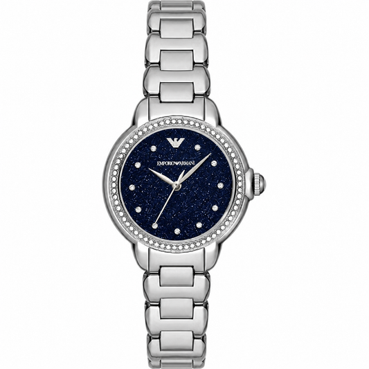 Emporio Armani Mia 32mm Blue Dial Silver-Tone Crystal Women's Watch AR11630