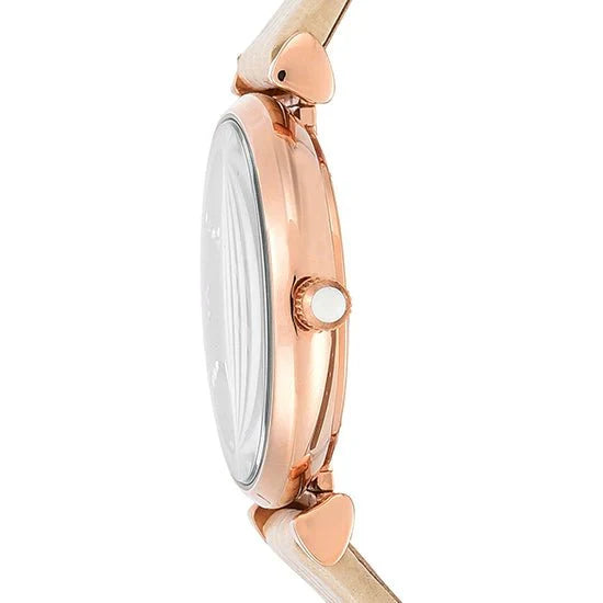 Emporio Armani Retro 32mm Grey Dial Beige Leather Women's Watch AR1681