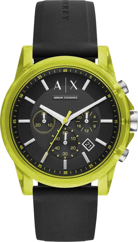 Armani Exchange Outer Banks Chronograph Black & Green Watch - AX1337 Hoofdafbeelding