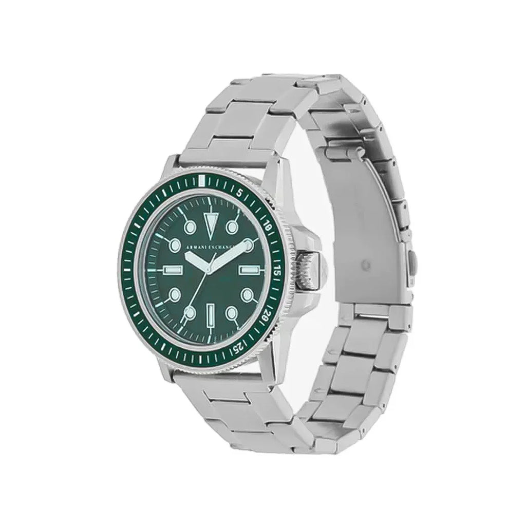 Armani Exchange Leonardo Green Dial Silver Watch - AX1860