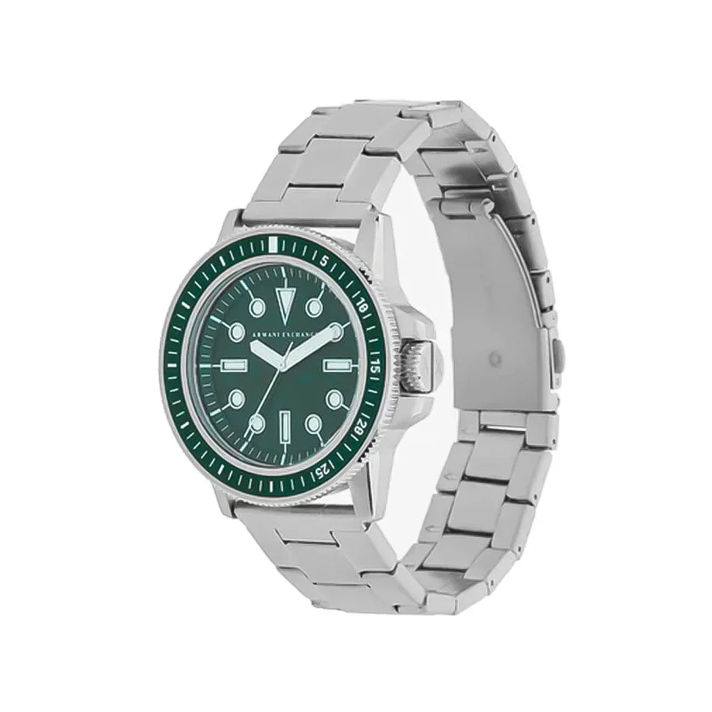 Armani Exchange Leonardo Green Dial Silver Watch - AX1860