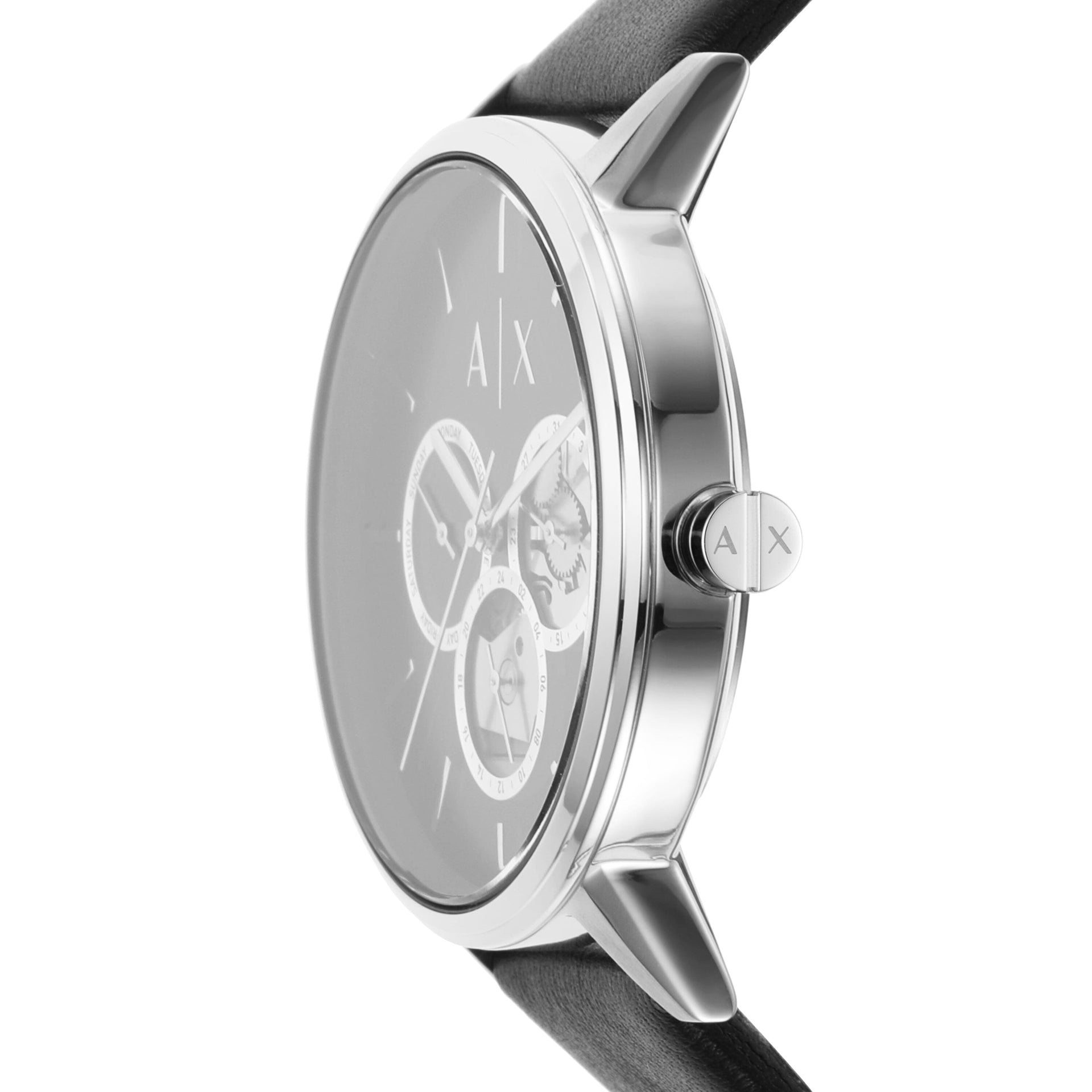 Armani Exchange Cayde Multifunctioneel Herenhorloge met Zwarte Lederen Band - AX2745 Secundaire afbeelding