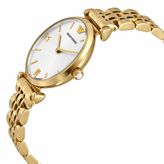 Emporio Armani Classic 32mm Silver Dial Gold-Tone Women's Watch AR1877