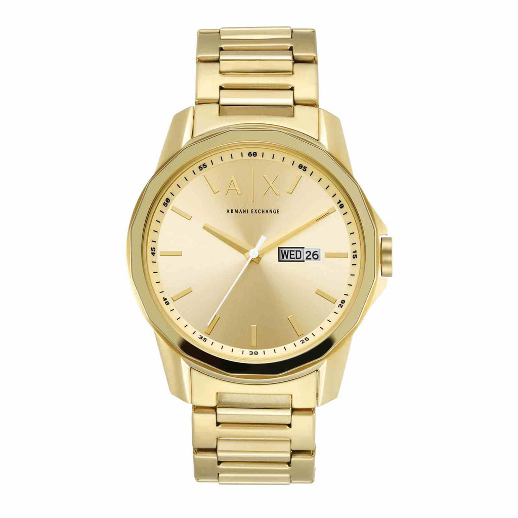 Armani Exchange Banks Day-Date Gold Men's Watch - AX1734