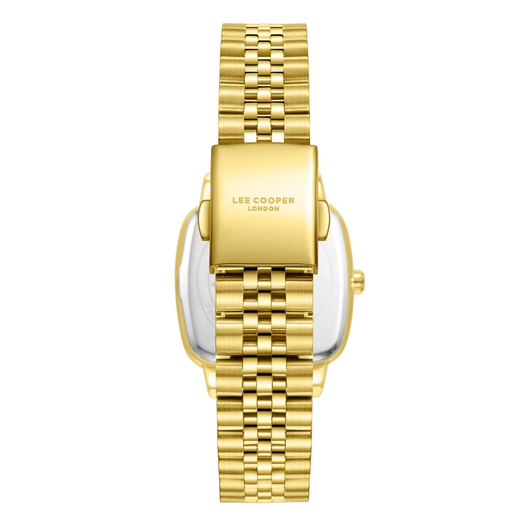 Lee Cooper April Square Case Date Window Silver Dial Gold Watch - LC08307.130