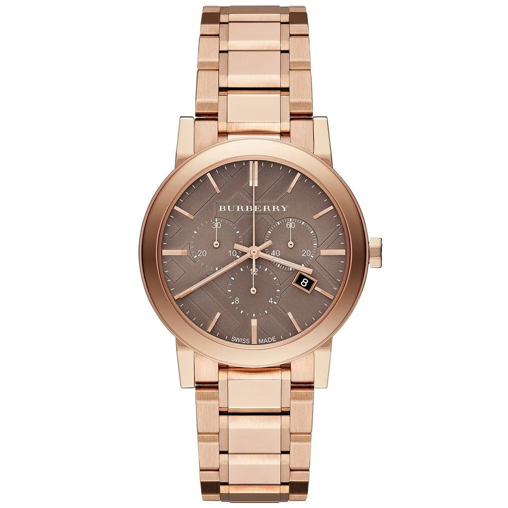 Burberry The City Polished Bezel Silver Dial Rose Gold Stainless Steel Unisex Watch BU9754