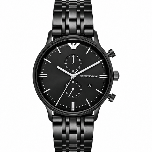 Emporio Armani 43mm Black Dial Stainless Steel Chronograph Men's Watch AR1934