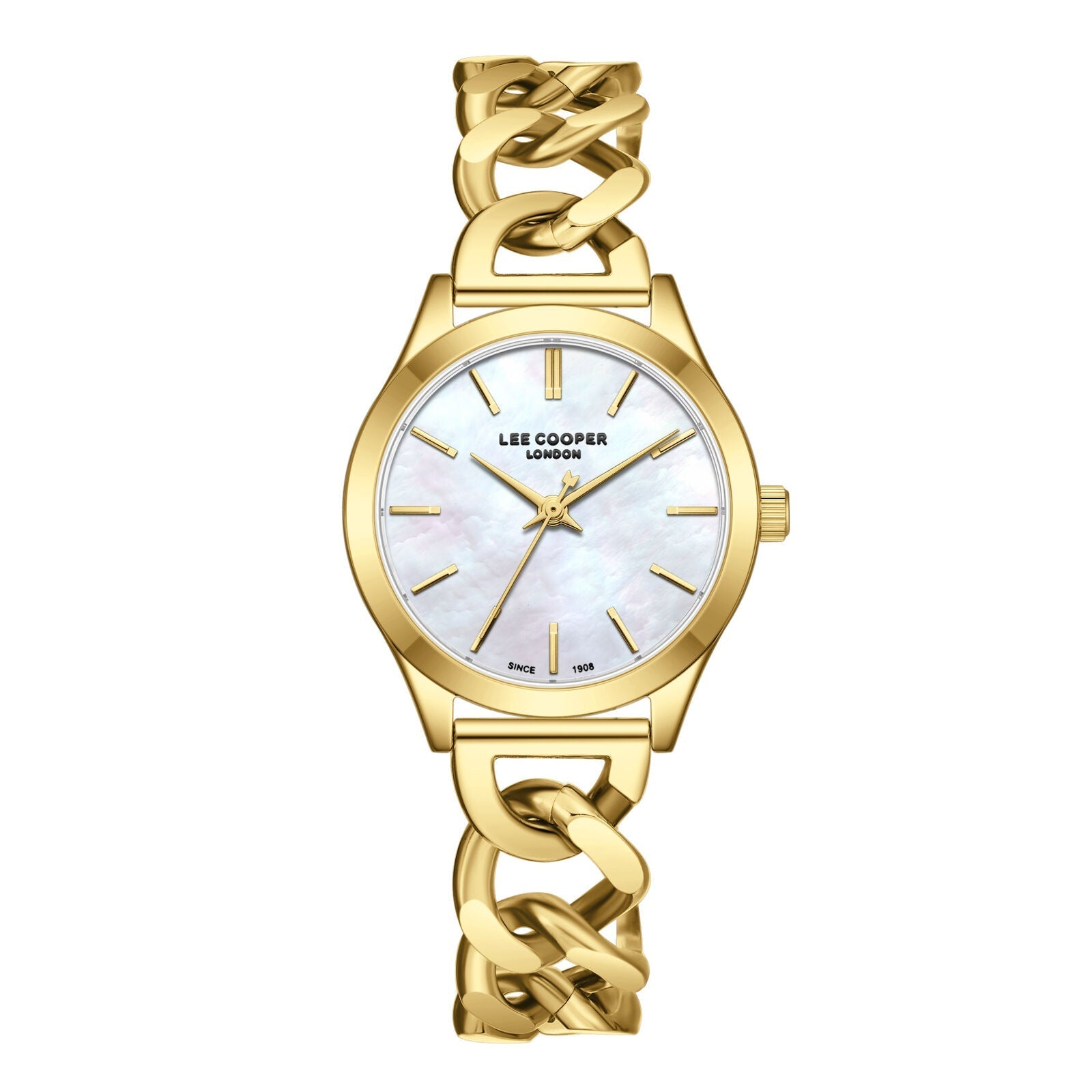 Lee Cooper Classic White MOP Dial Gold Link Bracelet Watch - LC08291.120 Hoofdafbeelding