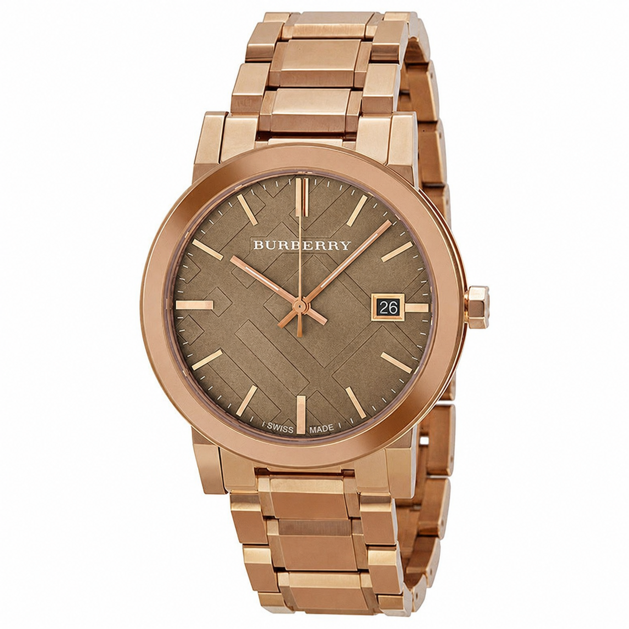 Burberry The City Check Stamped Sunray Brown Dial Rose Gold Stainless Steel Unisex BU9005 Main image