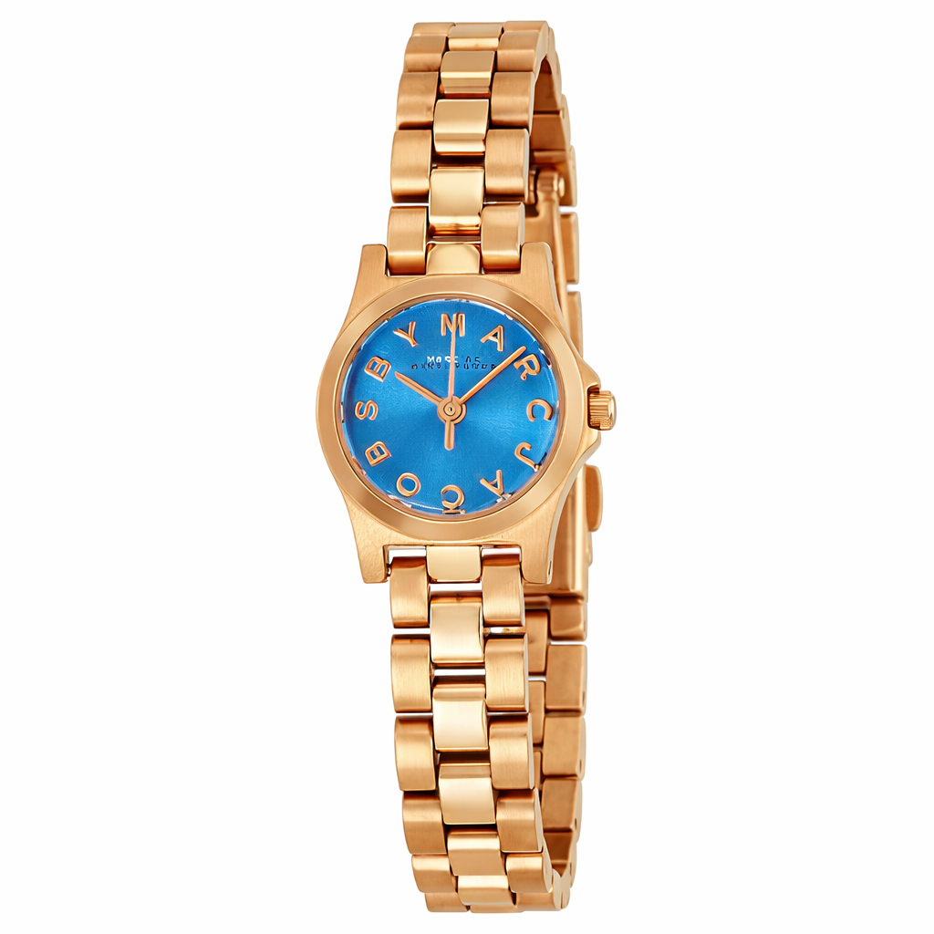 Marc By Marc Jacobs Henry Dinky horloge met blauwe wijzerplaat en roségouden afwerking MBM3204 Hoofdafbeelding