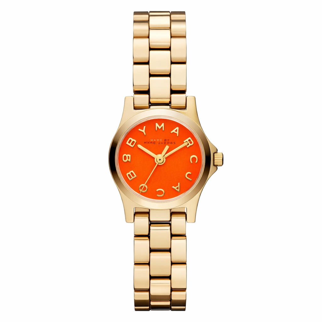 Marc By Marc Jacobs Henry Dinky Orange Dial Gold Tone Watch MBM3202 Hoofdafbeelding