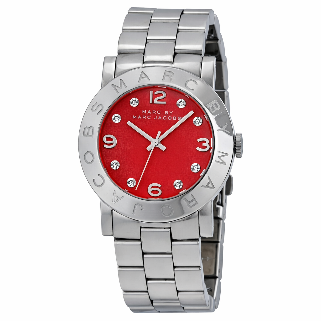 Marc By Marc Jacobs Amy Red Dial Silver Tone Watch MBM3302 Hoofdafbeelding