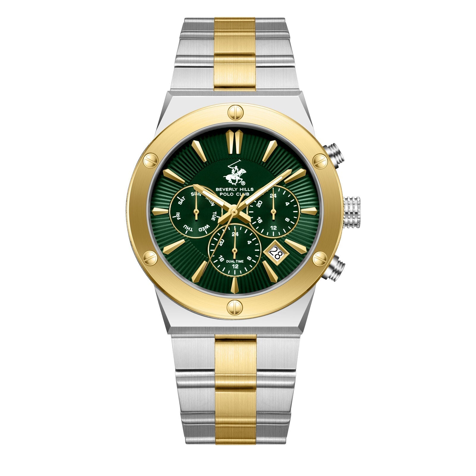Beverly Hills Polo Club Dual Time Green Dial Two-Tone Watch BP3871X.270 Main image